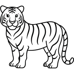 Cartoon tiger illustration with wildlife animals in a vector style