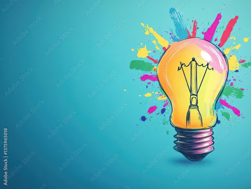 Aufkleber vibrant light bulb with a splash of colorful paint symbolizing creativity and innovative ideas in ar