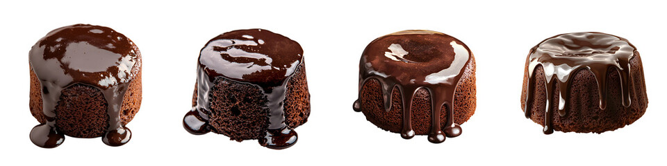 Obraz premium Chocolate lava cake on transparent background