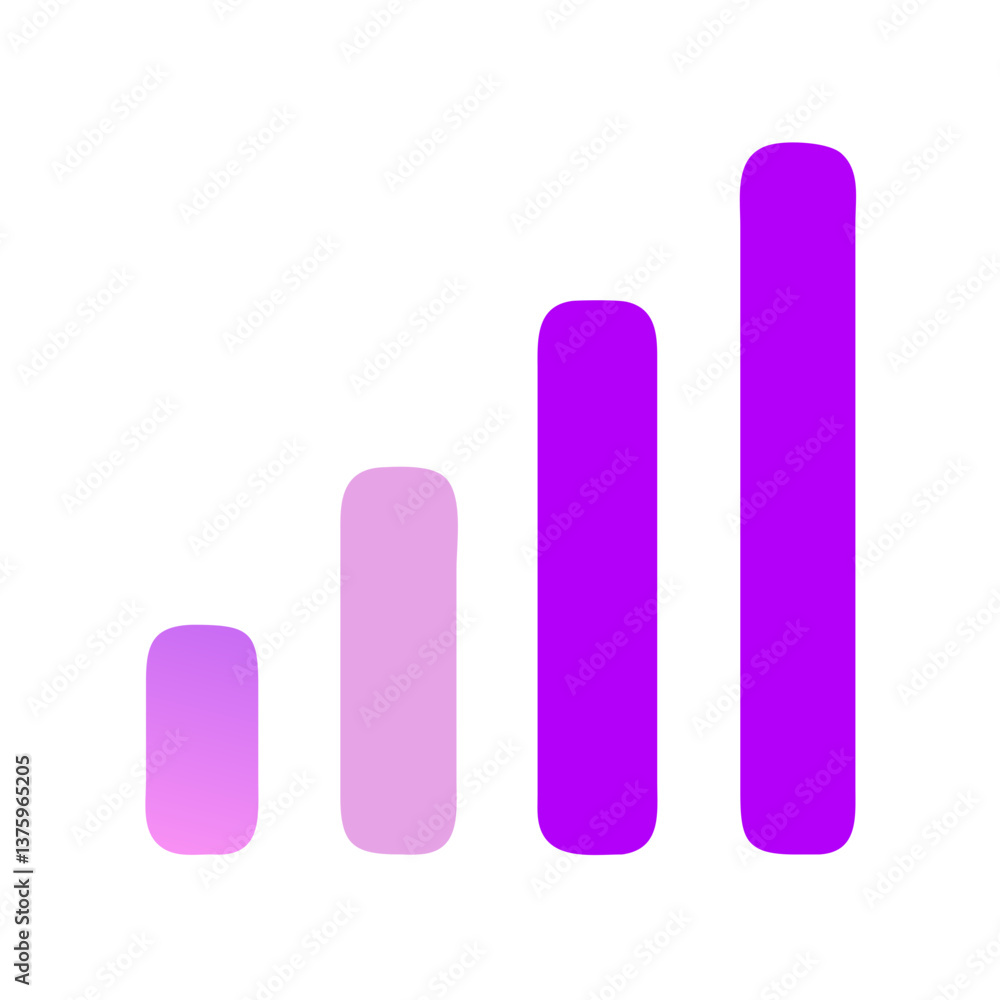 Poster stylized bar chart icon with gradient colors for analytics and growth