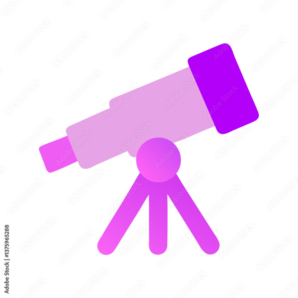 Poster stylized telescope icon with gradient colors for exploration and astronomy
