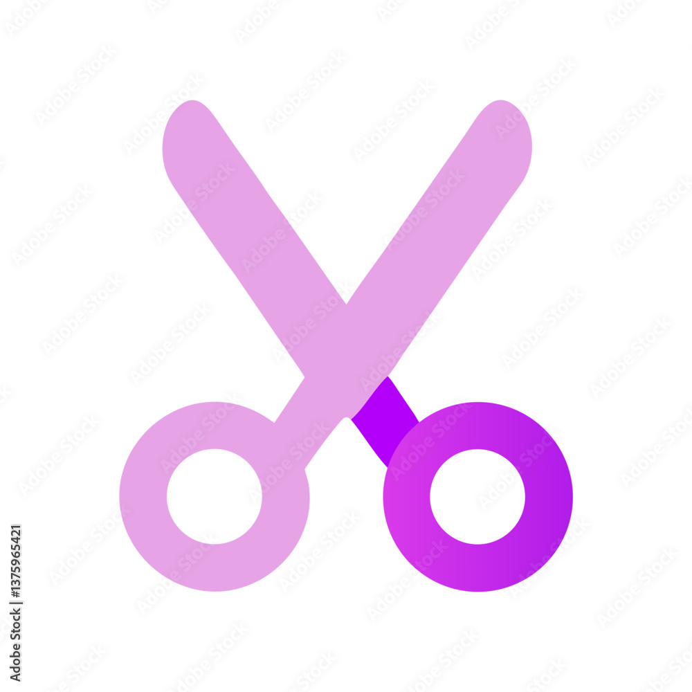 Poster stylized scissors icon with gradient colors for cutting and crafting
