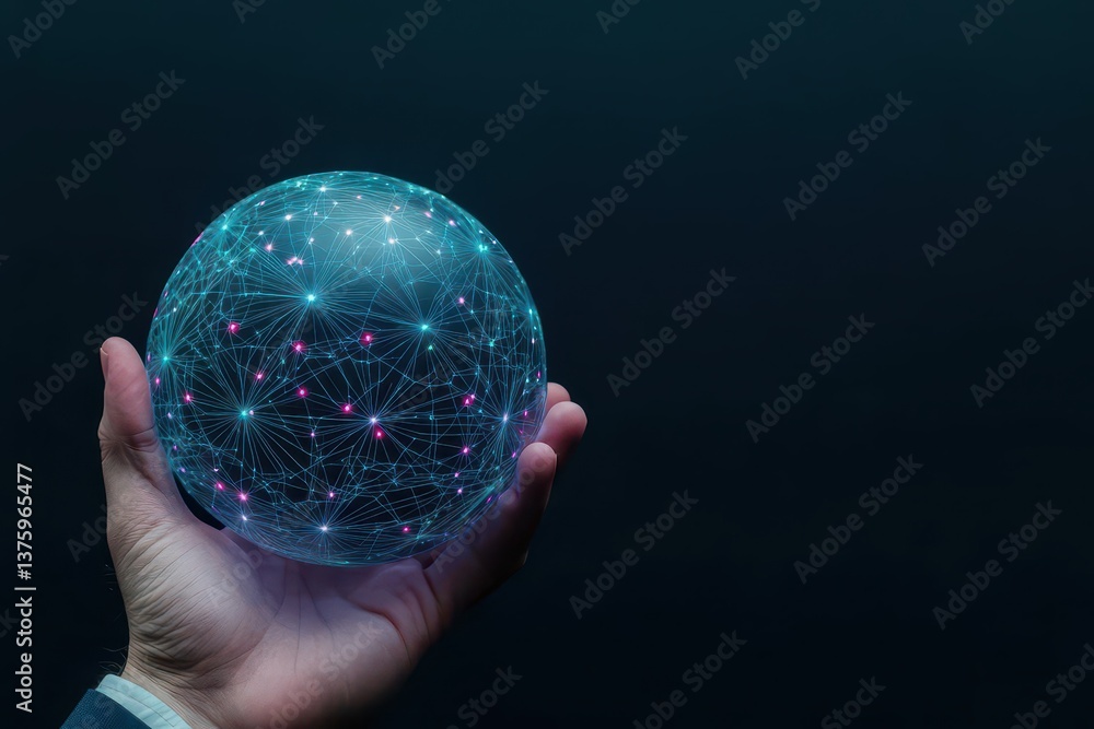 Poster Sphere with a network of interconnected lines representing the concept of global connectivity and digital communication