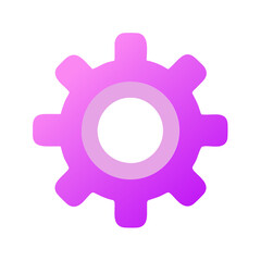 Stylized gear icon with gradient colors for settings and machinery