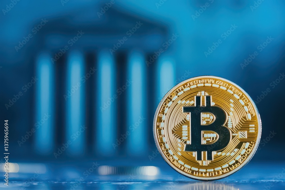 Poster classic bitcoin coin representing digital assets and their significance in the modern financial ecos