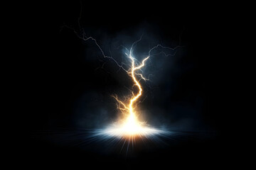 A dramatic lightning strike illuminating the dark sky, showcasing the raw power and beauty of natural electrical phenomena.