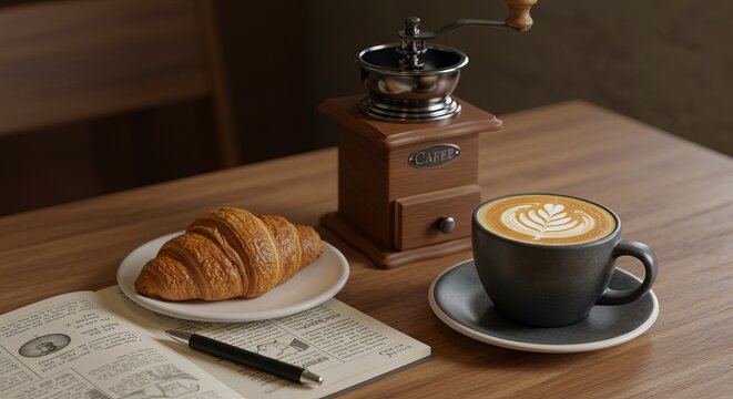 cup of coffee with snaks