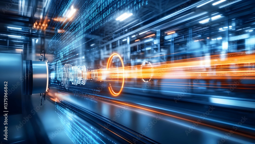 Poster a dynamic representation of advanced technology in motion, showcasing innovation and speed in a mode