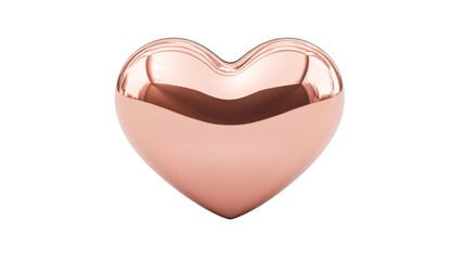 Glossy Rose Gold Heart on Black Background, cut out transparent