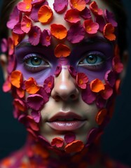 study of flower petals and human face, artistic