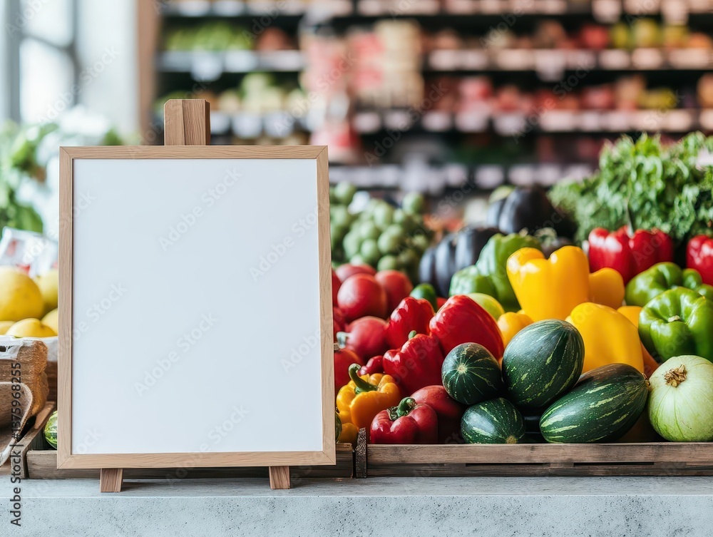 Poster a charming sign displaying a variety of fresh vegetables gathered together in a rustic setting for h