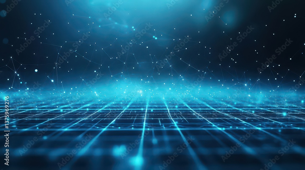 Poster futuristic blue circuit design set against a black background highlighting technology and innovation