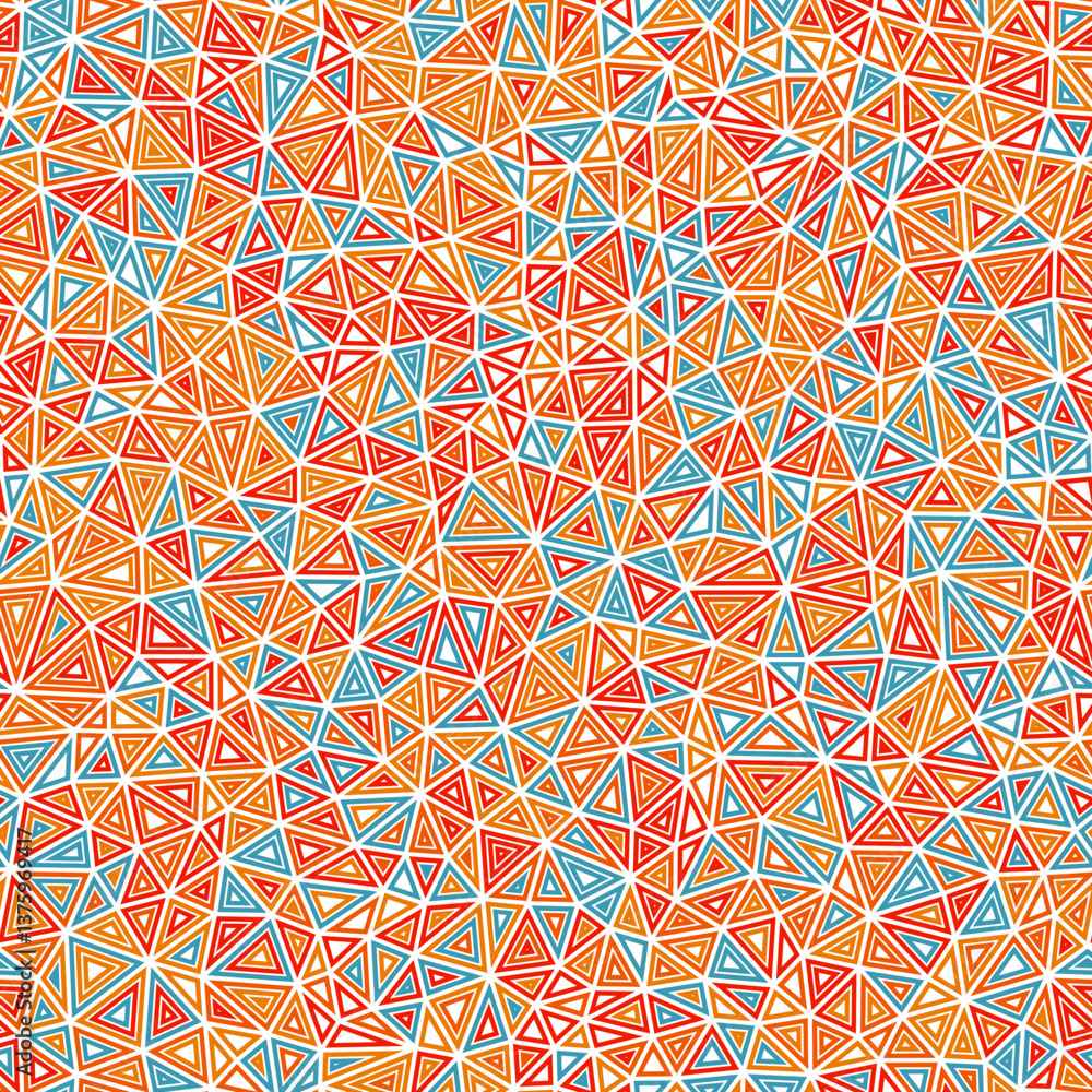 Poster abstract background with geometric mosaic shapes. small triangles size. multiple repeated inner tria