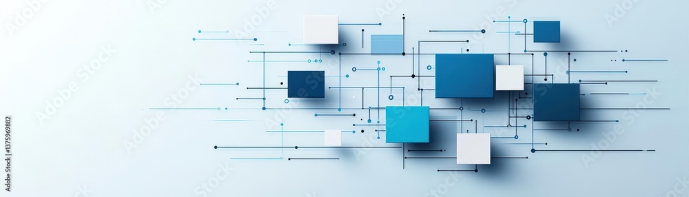 Leinwandbilder Creative blue and white abstract design featuring smooth lines and patterns creating a modern art aesthetic