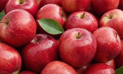 Pile of Fresh Red Apples with Water Droplets, A Vibrant Display of Nature's Bounty