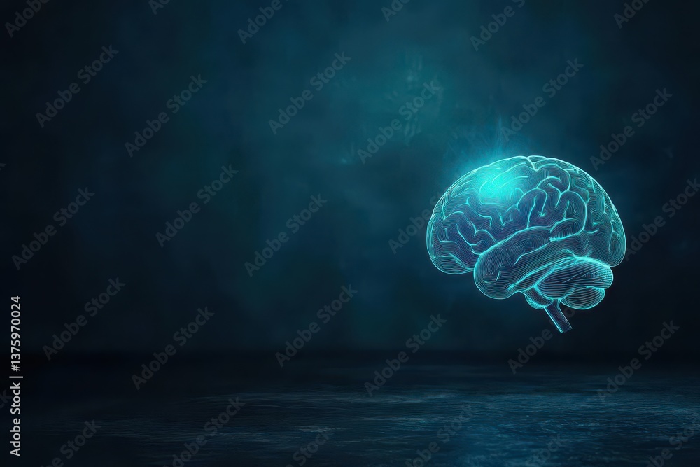 Poster detailed close-up of a human brain demonstrating complex neural connections and biological features