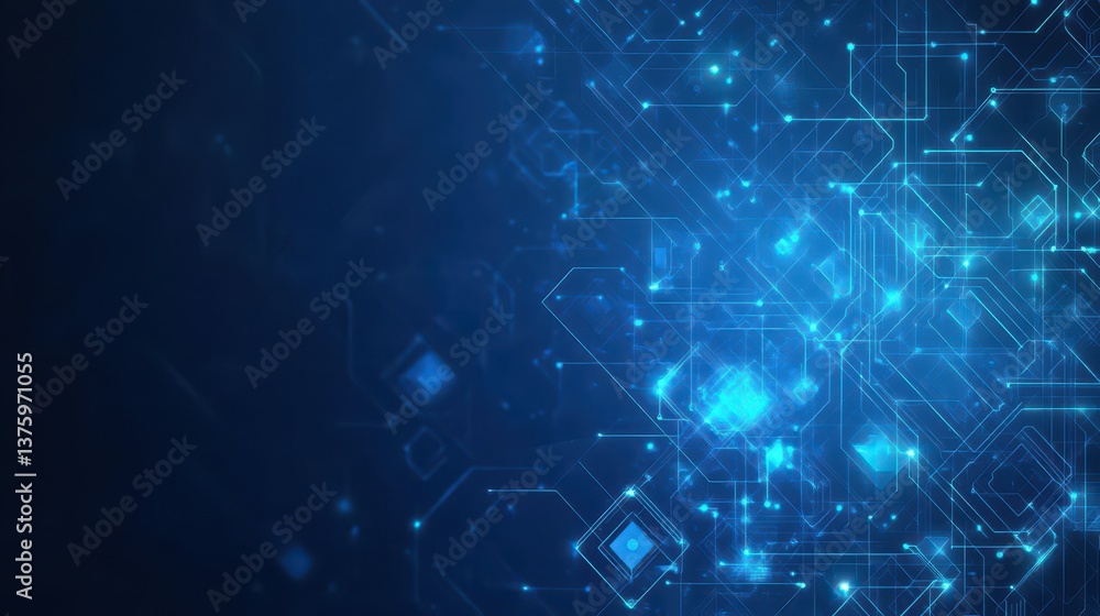 Poster Detailed circuit board with a blue background representing advanced technology and modern design for digital applications