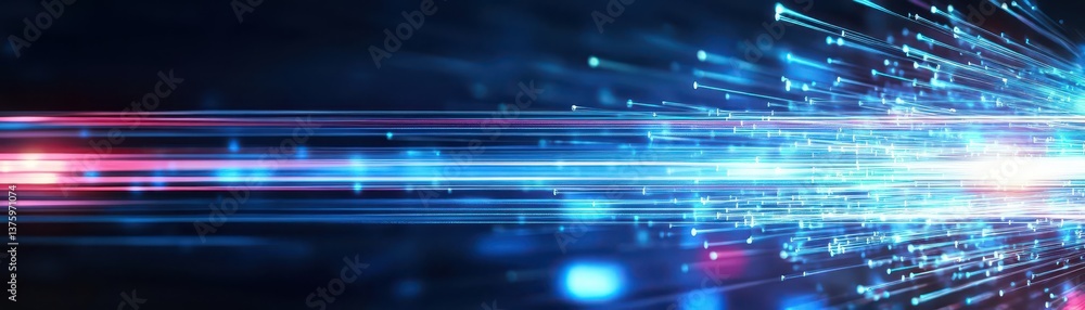 Poster Stunning blue and red light streaks creating a dynamic and energetic background perfect for modern visuals