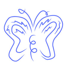 A minimalist and abstract blue butterfly sketch drawing
