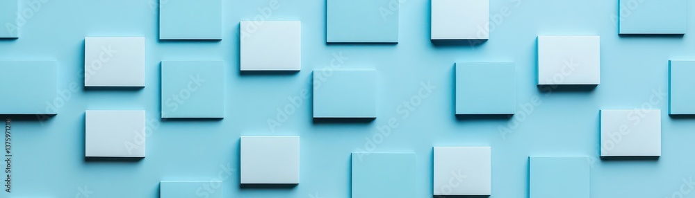 Aufkleber a blue wall adorned with white squares creating a modern and minimalistic design aesthetic for inter