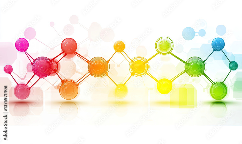 Aufkleber abstract colorful network graphic; vibrant nodes and connections forming a dynamic, interconnected s