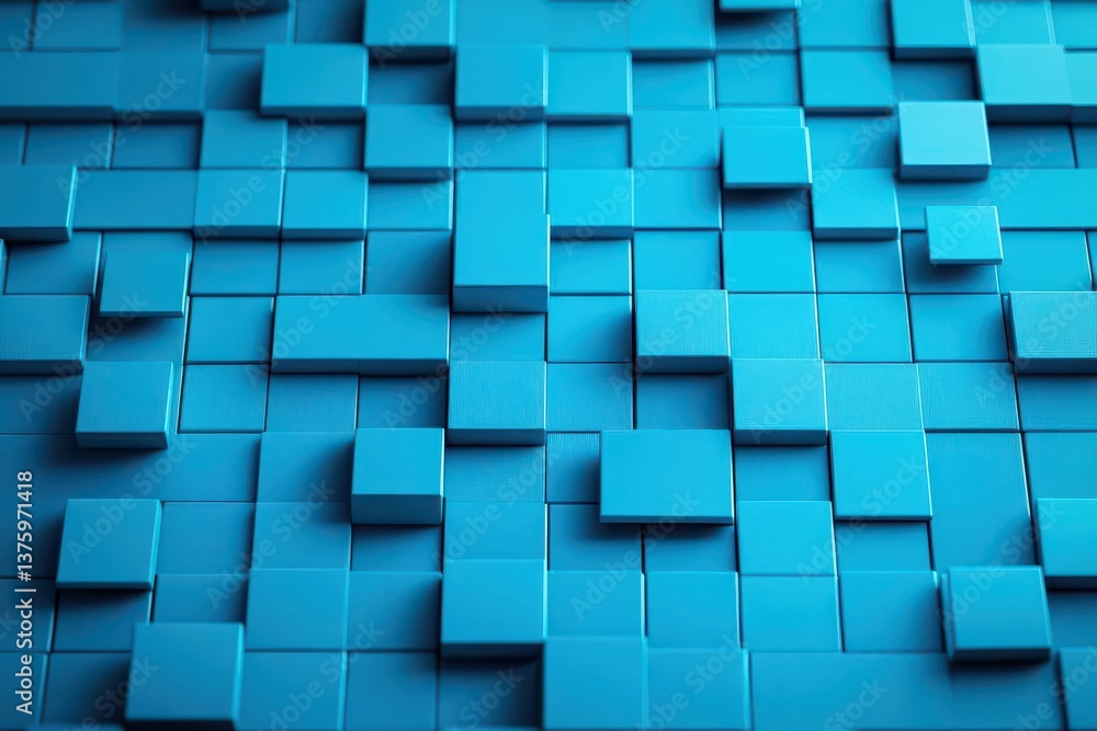 Poster Geometric blue wallpaper featuring a subtle pattern of squares creating a modern and stylish interior design aesthetic