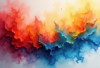 Obraz premium vibrant colorful watercolor splashes textured canvas artistic background dynamic patterns visual delight, abstract, paint, brush, fluidity, design, palette