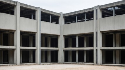Geometric Echoes: An Unfinished Concrete Structure Resonates with Stark Beauty and the Promise of a Future Vision.