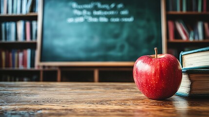 Classroom Still Life Red Fruit and Books of excellence in splendor beyond compare with grace.