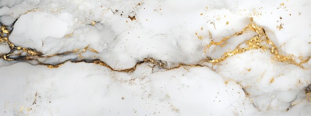 Luxury marble texture background in white with gold veins and glossy lighting