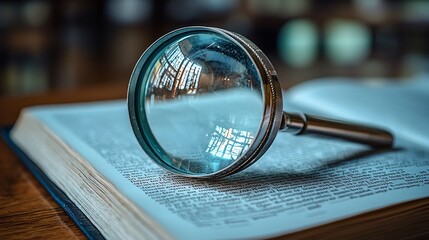 Book Page Under Magnifying Glass of excellence in splendor beyond compare with grace in style.