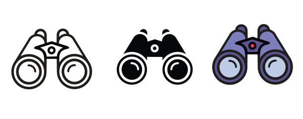 Binoculars different style icon set