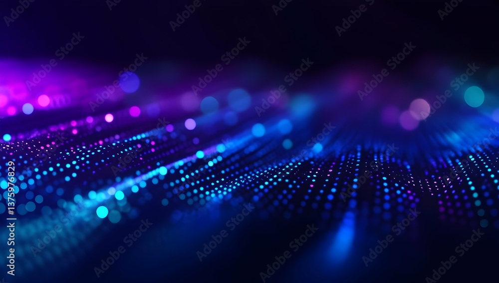 Poster a mesmerizing display of colorful digital patterns and lights, showcasing the beauty of technology a