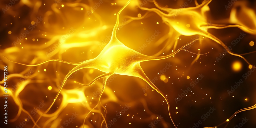 Poster a mesmerizing visualization of neural activity, showcasing interconnected neurons emitting a beautif