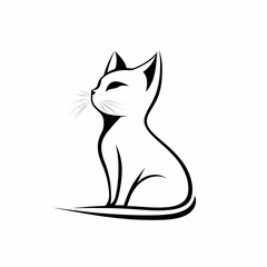 A minimalist illustration of a cat in profile, showcasing elegance and serenity in its pose and design.