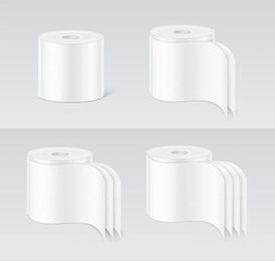 Paper roll package mockup. Vector illustration isolated on grey background. Front view. Can be use for template your design, presentation, promo, ad. EPS10.