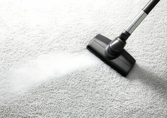 A modern vacuum cleaner gliding over a soft carpet, showcasing efficient cleaning and a fresh environment for a comfy living space.