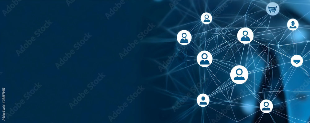 Poster a network of digital connections symbolizing online communication and social networking in a technol