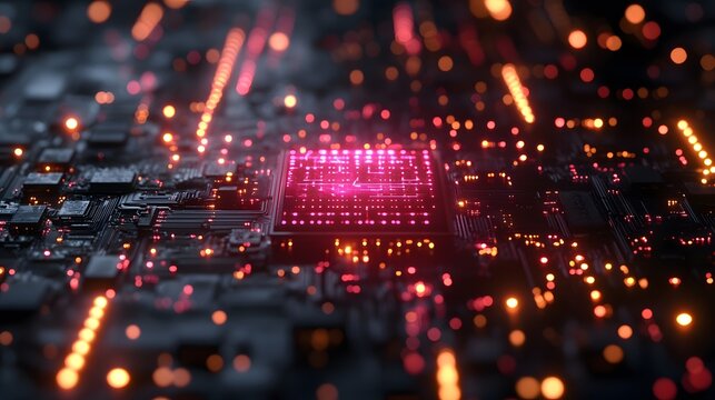 A quantum chip emitting golden circuits in a digital world