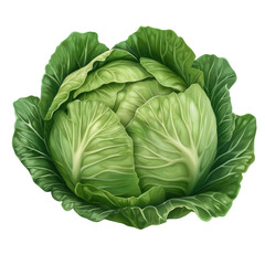 Fototapeta premium Fresh Green Cabbage in Vibrant Detail with Transparent Background