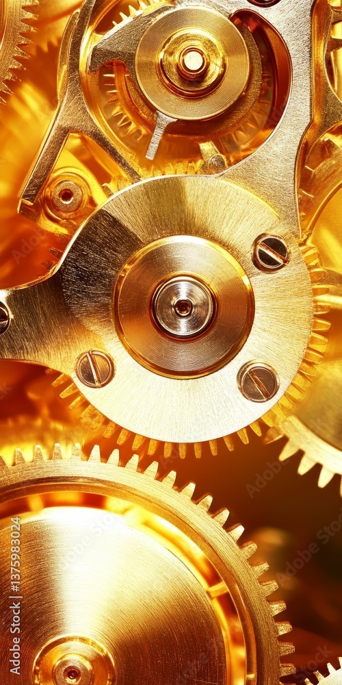 Aufkleber golden clockwork a closeup view of intricate mechanical detail with a golden glow of precision