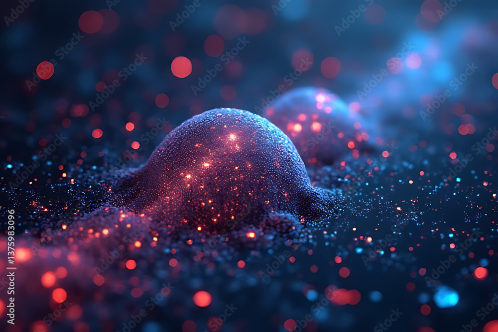 Poster cosmic events glowing particles interstellar space abstract art dark environment macro view
