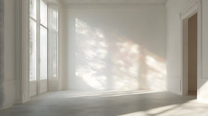 Spacious Bright Empty Room Interior with Clean White Wall for Interior Design Inspiration