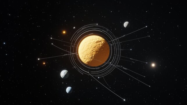 Light bending around a star cosmic space digital art outer space wide angle astrophysical concept