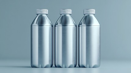 3D Mockup of Aluminum Water Bottles in Editable Template for Design Projects