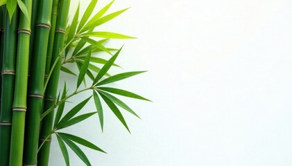 Dense bamboo and palm fronds, stark white backdrop , palm trees, backdrop, clean