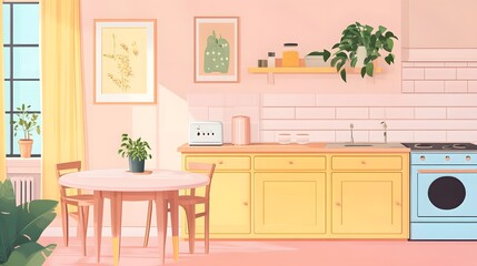 Warm and Inviting Kitchen Interior with Dining Area and Sideboard for Home Decor Inspiration