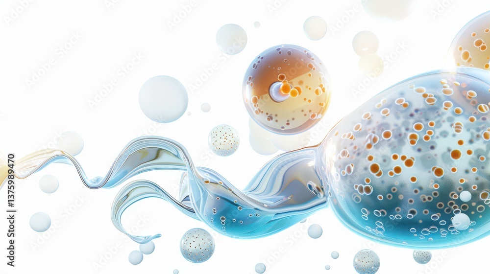 Poster abstract microscopic exploration of bubbles and microorganisms science laboratory digital art hyperr
