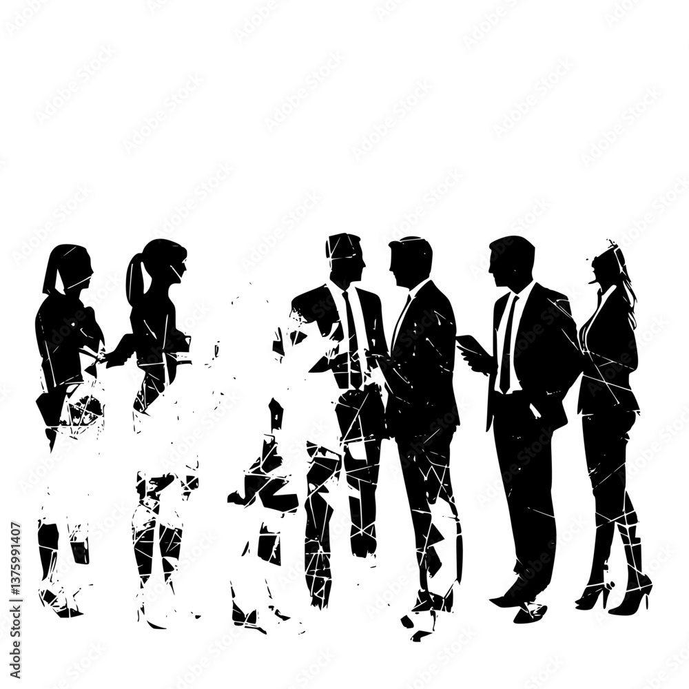 Aufkleber business professionals engage in networking and conversation during a corporate event in a modern of