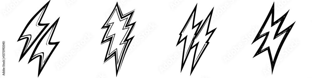 Poster dynamic collection of lightning bolt illustrations showcasing different styles and angles against a 